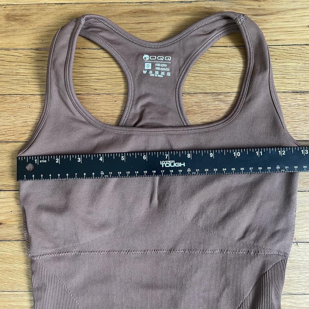 OQQ Small Chocolate Bodysuit Shorts Racer Back Stretch 3" Inseam Athleisure Gym - Picture 4 of 8